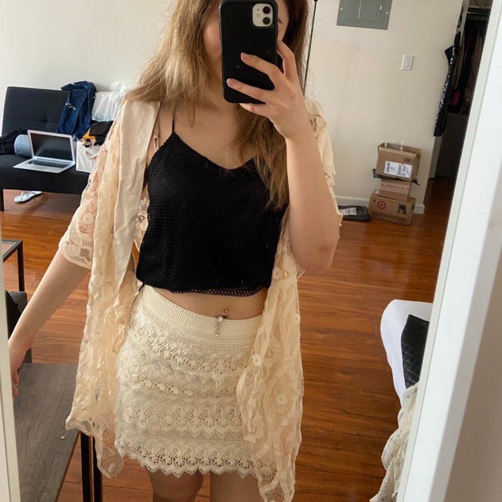 New Marshall's Lace Cream Crochet Skirt